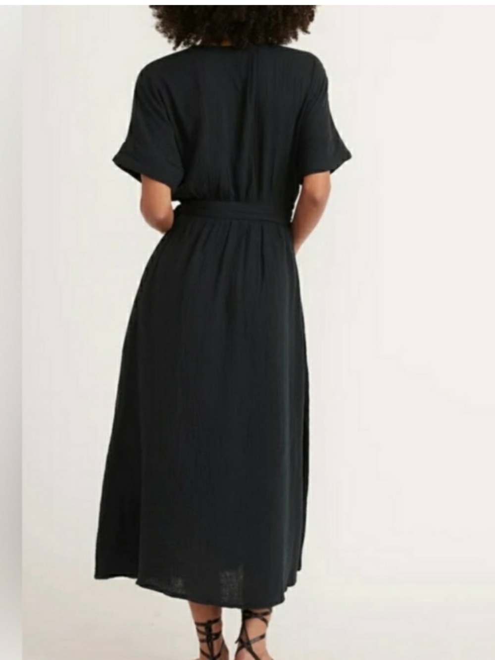 Marine Layer Black Valencia Wrap Dress Gauze Cotton Small - Picture 4 of 9